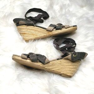 Loft metallic espadrille wrap wedge knot 8